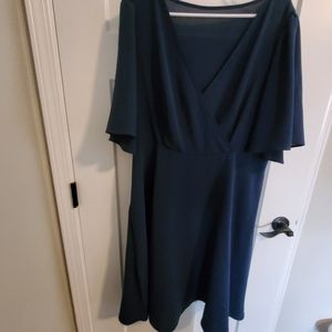 Plus Navy Knee Length Flutter Sleeve Dress- never worn